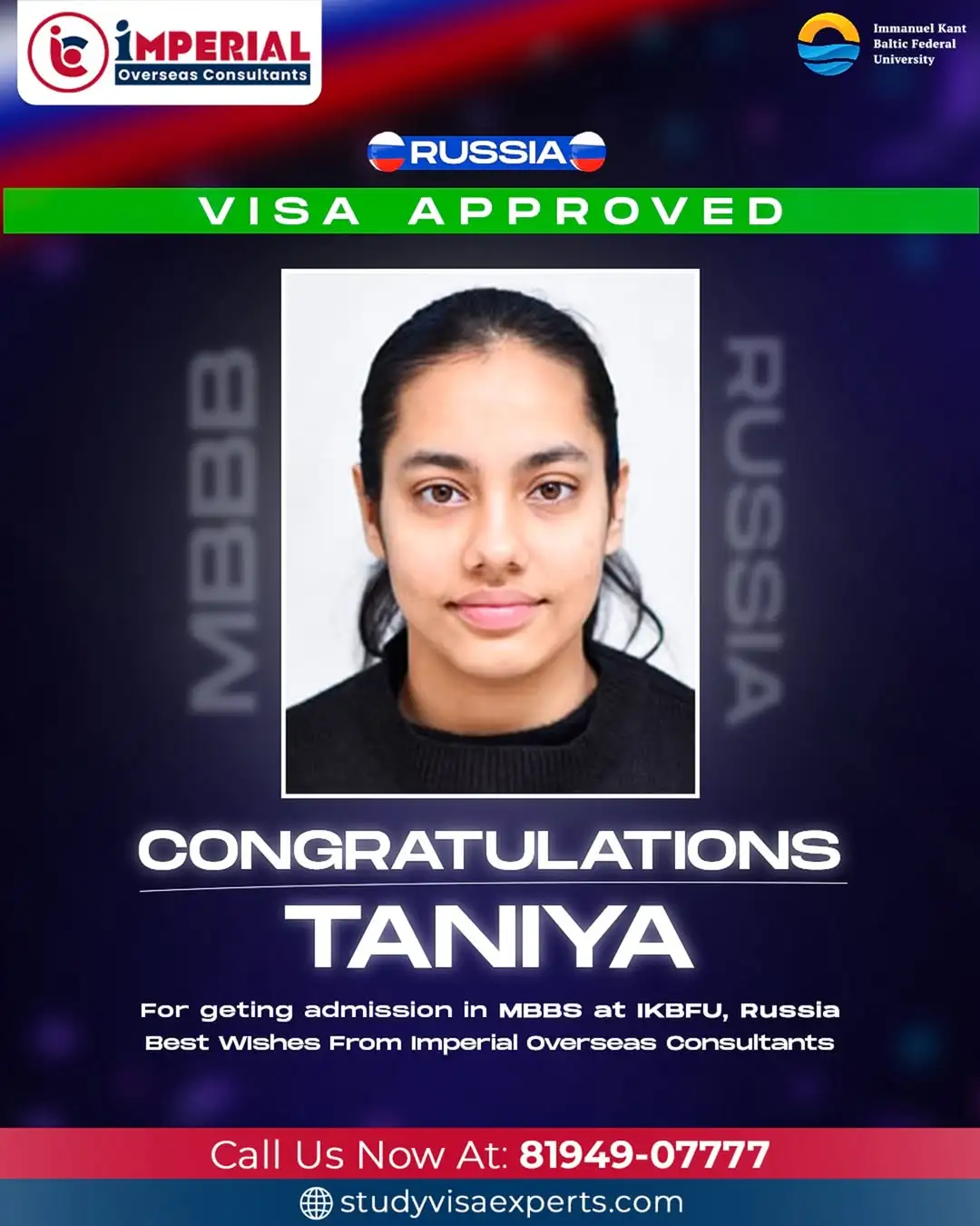 Taniya - Visa Approved for Russia