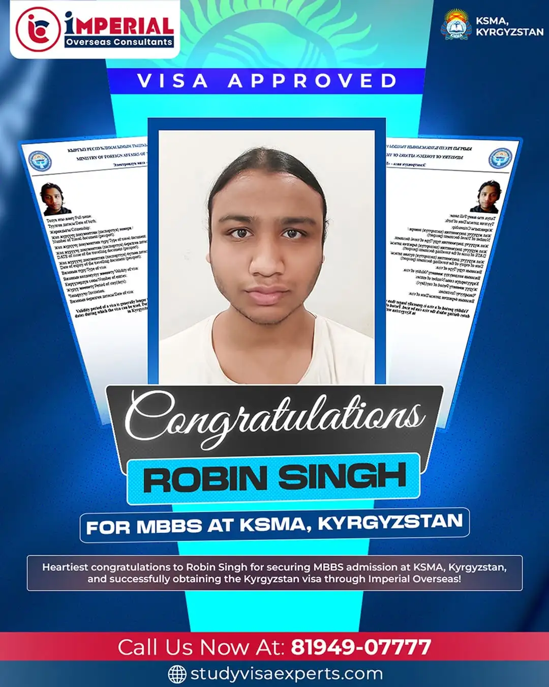 Robin Singh - Visa Approved for Kyrgyzstan