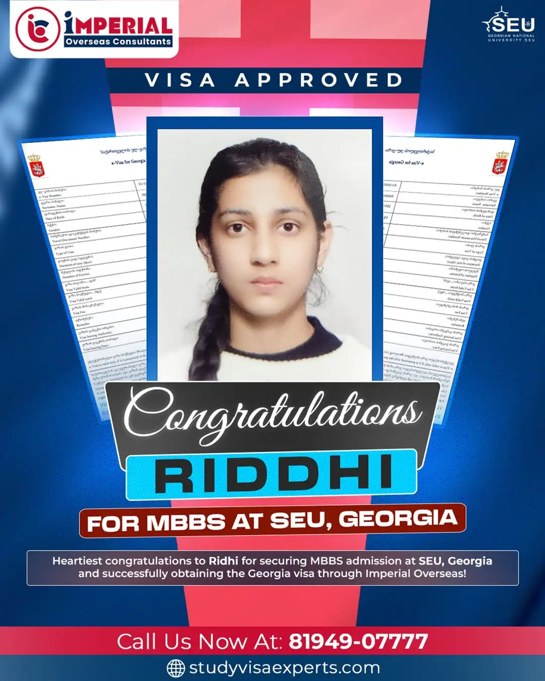 Riddhi - Visa Approved for Georgia
